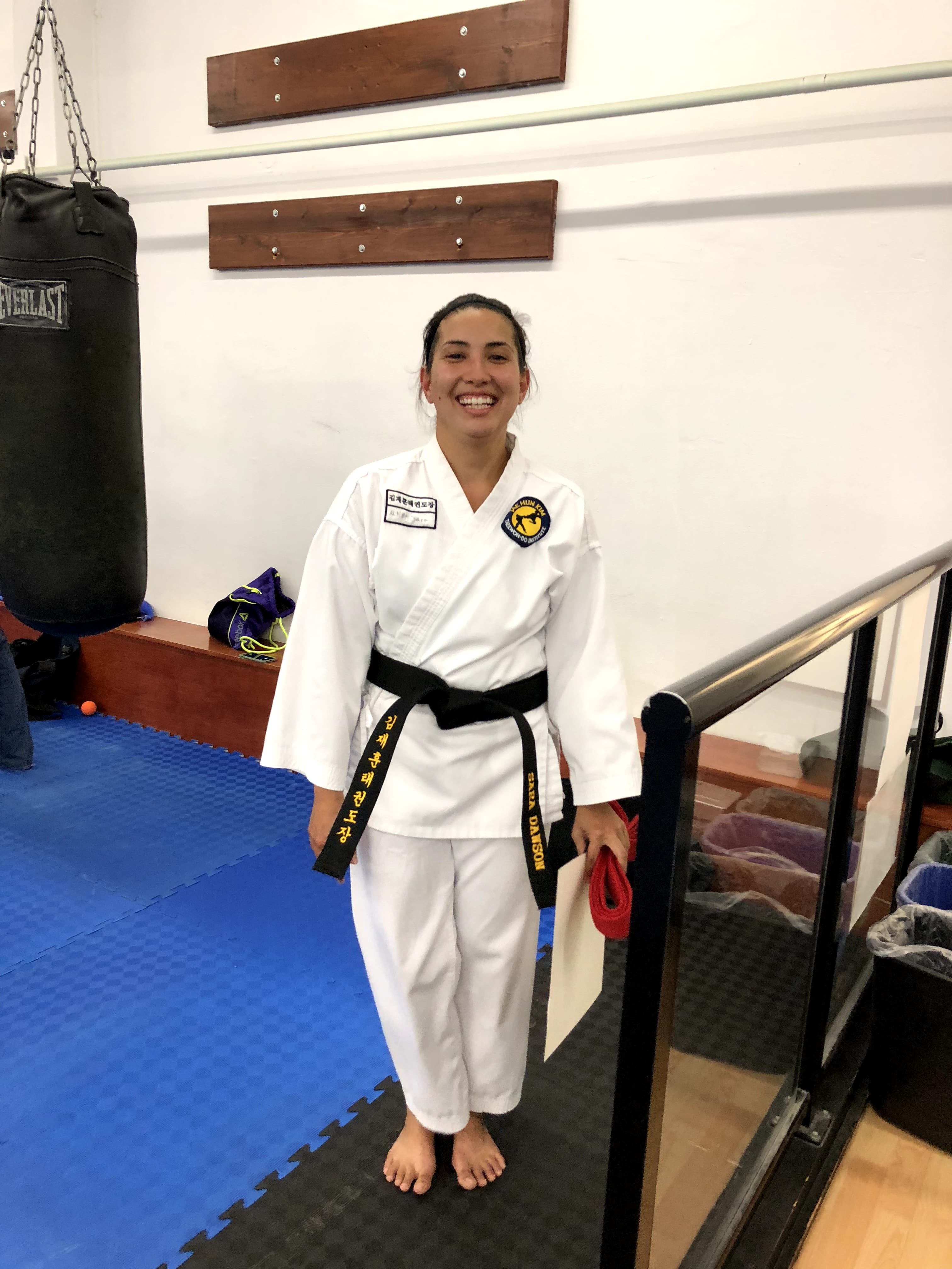 Sara practicing Taekwondo